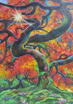 Taking her enduring love for colour into the realm of landscapes marks a recent shift in Loizou’s practice. In this body of work, she seeks to highlight the inherent vibrancy of the natural world while also imagining possibilities of colour that extend beyond human perception—landscapes that suggest a reality richer, deeper, and more infinite than we can comprehend.
