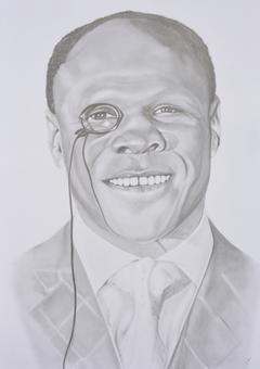 A striking graphite portrait capturing Chris Eubank, the flamboyant and fearless world champion whose sharp wit and unique presence set him apart in boxing history. Rising from a challenging youth to dominate the middleweight and super-middleweight divisions, he combined tactical brilliance with unshakable confidence, leaving an enduring mark on the sport.