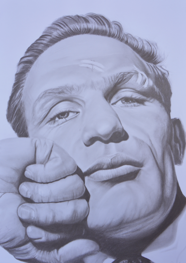 A graphite portrait honouring Henry Cooper, the much-loved British heavyweight whose grit, sportsmanship, and famous left hook made him a national hero. Rising from modest beginnings in South London, he earned admiration not only for his battles in the ring — including flooring Muhammad Ali — but also for his humility and gentlemanly character outside it.