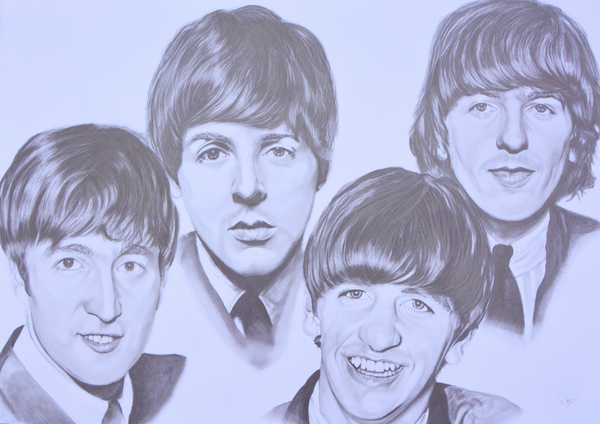 A graphite portrait honouring The Beatles, the groundbreaking group whose creativity and influence reshaped modern music. Rising from the Merseybeat scene in Liverpool, they evolved into cultural icons, blending harmony, experimentation, and unforgettable melodies — a legacy that remains unmatched in the history of popular music.