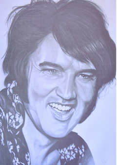 A beautifully detailed graphite portrait celebrating Elvis Presley, the undisputed ‘King of Rock ’n’ Roll.’ Rising from humble beginnings to global superstardom, Elvis revolutionised popular music with his distinctive voice, magnetic stage presence, and ground-breaking style. This artwork captures his timeless charisma — from the confident gaze to the slick hair and iconic swagger that defined a generation.